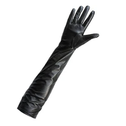 Men Genuine Leather Long Gloves Extra Long Straight Style Sheepskin Winter Warm Cuff Gauntlet Gloves New