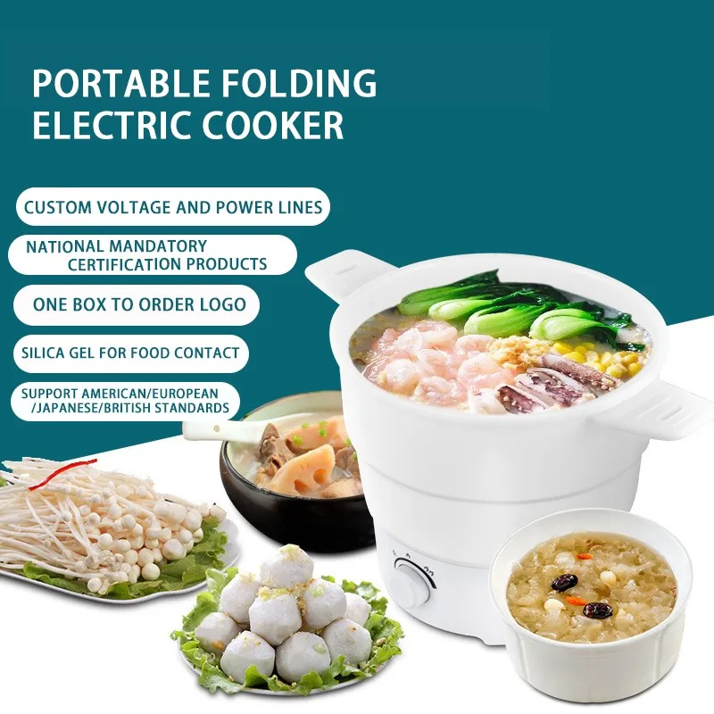 Folding Electric Cooker Pot Multifunction Mini Hot Pot Rice Cooker Student Dormitory Noodle Cooker For Kitchen Home Travel