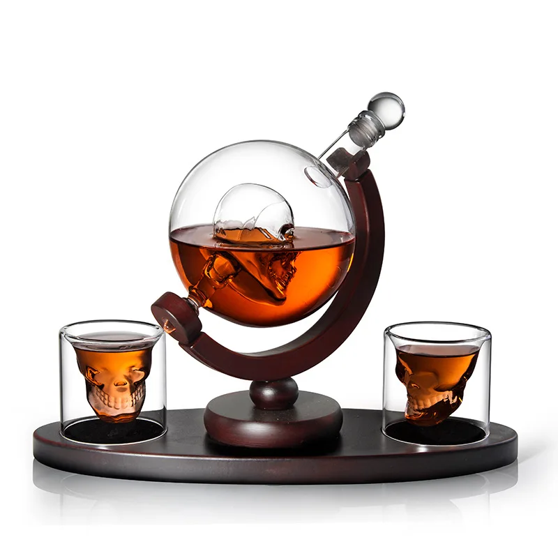 Home Decoration Creative Glass Whiskey Wine Holder Skull Cup Glass Wine Bottle Red Wine Vodka Wine Bottle Crafts Decoration