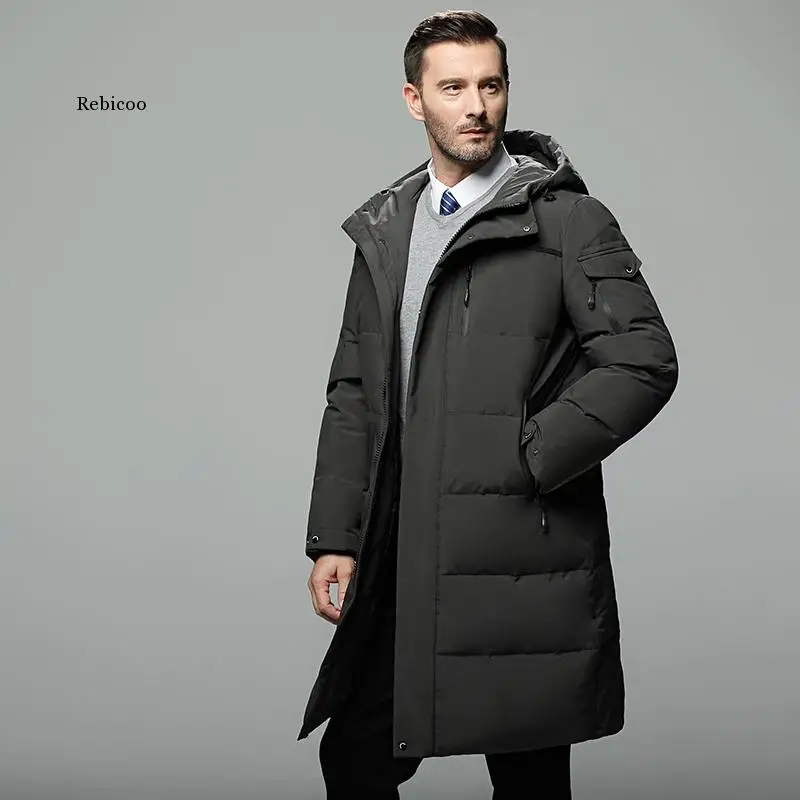 Men's Jackets Winter New Male's Solid Color Business Casual Hooded Coats Thickened Warm Windproof Clothes