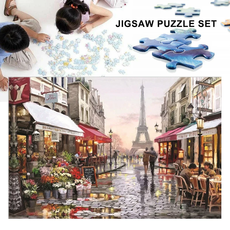 1000 Pieces Paris Flower Street Paper Jigsaw Kids Adult Intelligence Puzzle Home