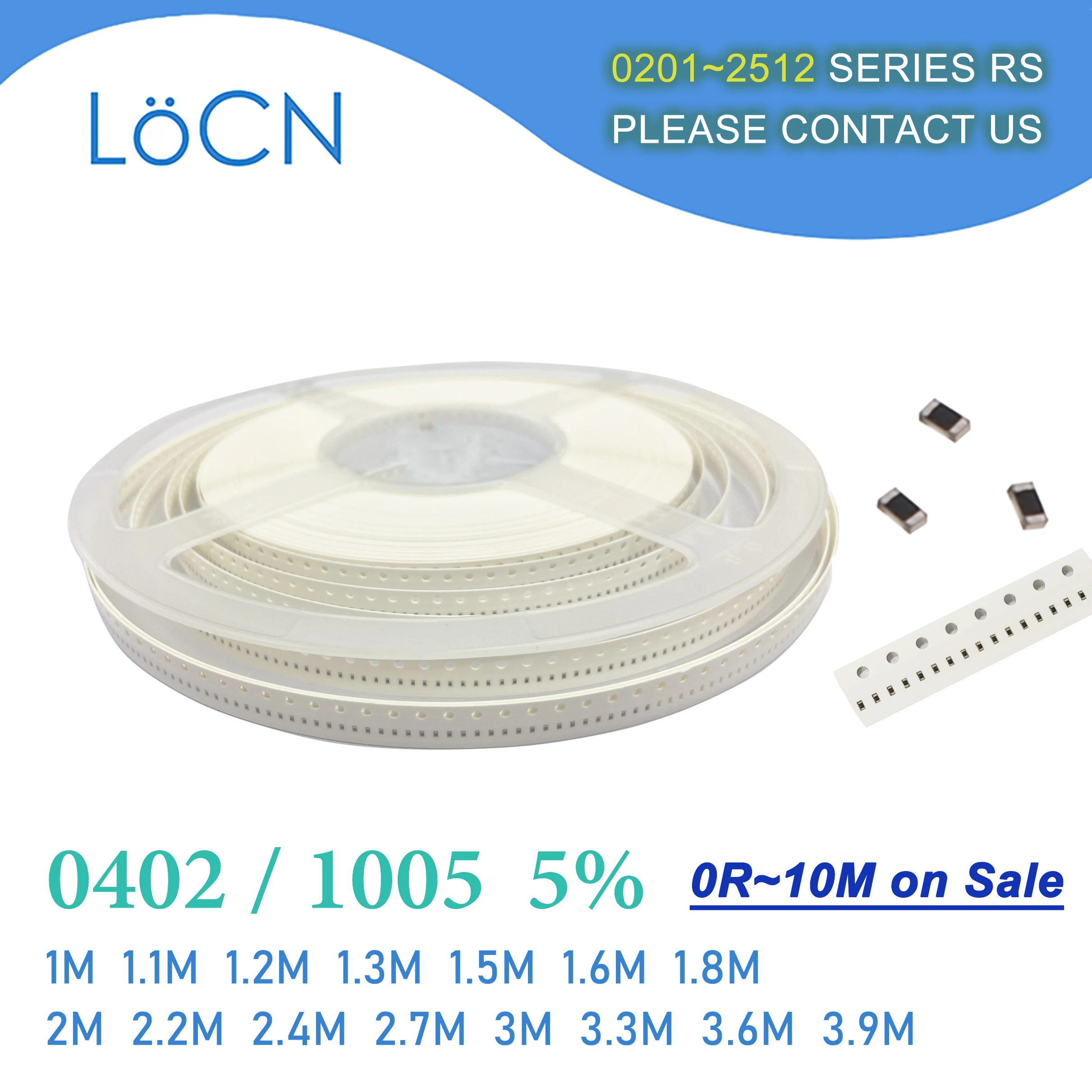 0402 J 5% 10000pcs 1M 1.1M 1.2M 1.3M 1.5M 1.6M 1.8M 2M 2.2M 2.4M 2.7M 3M 3.3M 3.6M 3.9M OHM 1005 SMD resistor 1M1 1M2 1M3 1M5