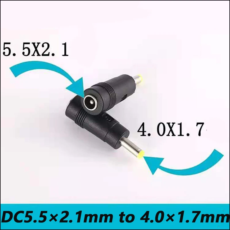 1pcs DC Connector 5.5 x 2.1mm Female to 4.0×1.7mm Male Converter Laptop Power Adapter 180 degree 5.5×2.1mm to 4.0×1.7mm.