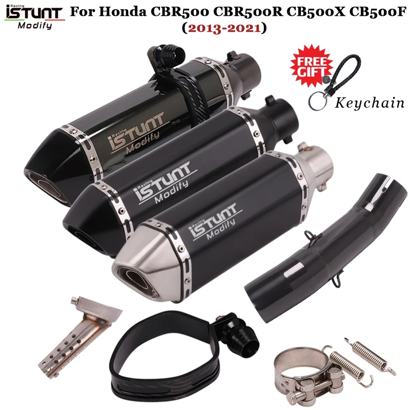 Slip-On For Honda CBR500 500R CB500X CB500F 2013 - 2020 2021 Escape Motorcycle Black Exhaust Muffler DB Killer Middle Link Pipe