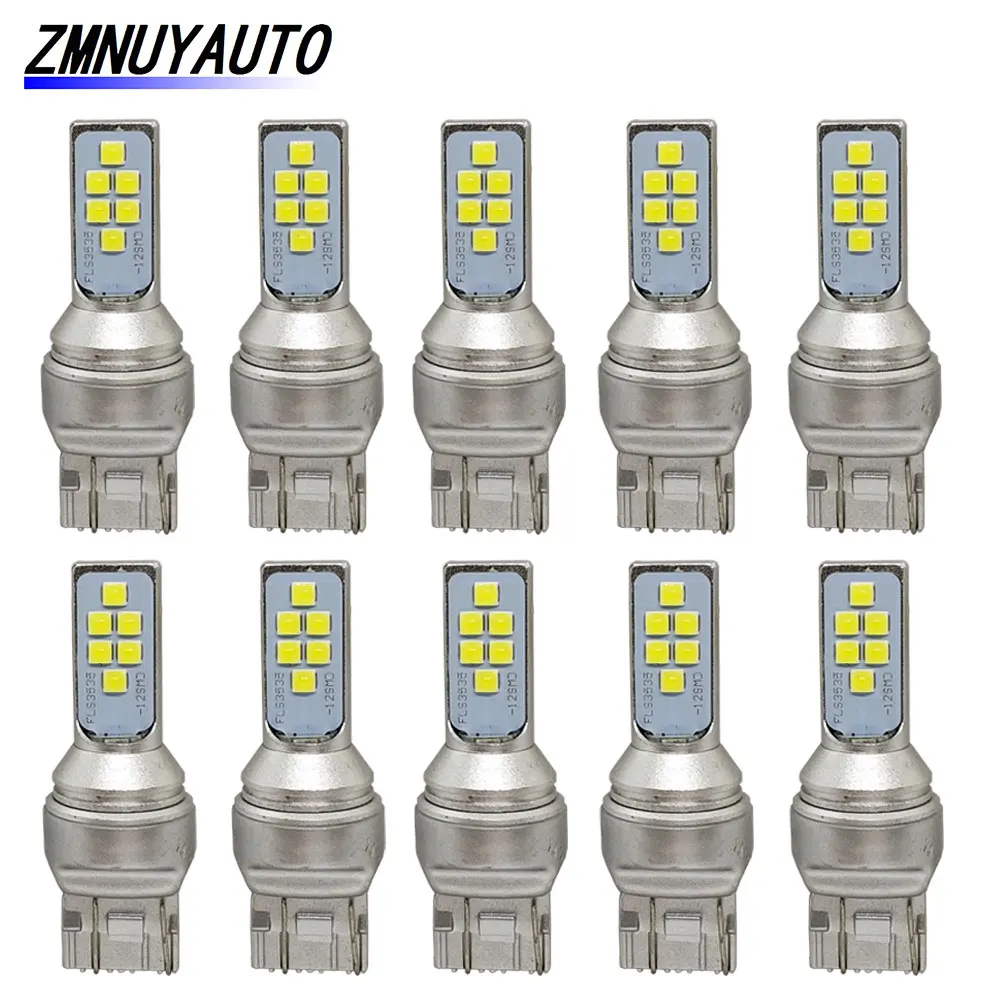 

10pcs T20 7443 W21/5W 7440 W21W WY21W LED Bulb 12SMD 3535 Car Lights Brake Reverse Tail Lamp White Red Amber 12V 24V