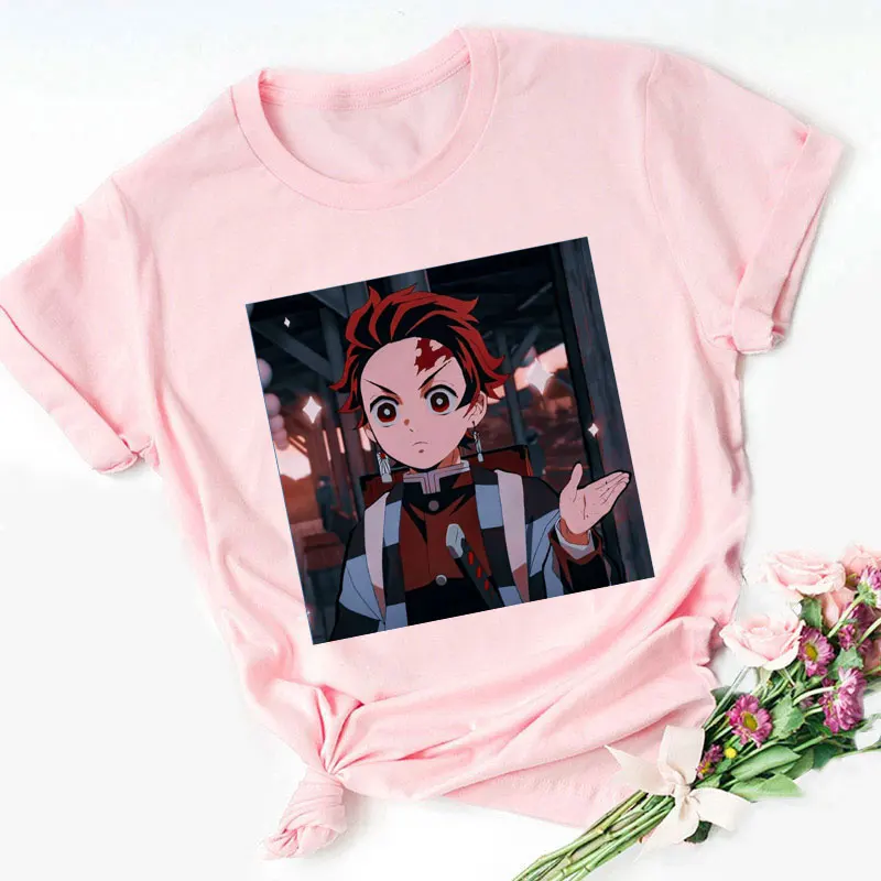 Demon Slayer Graphic Tees Harajuku Oversized T Shirt Summer Women Kimetsu No Yaiba Funny Short Sleeve T-shirt Demon Blade Tops