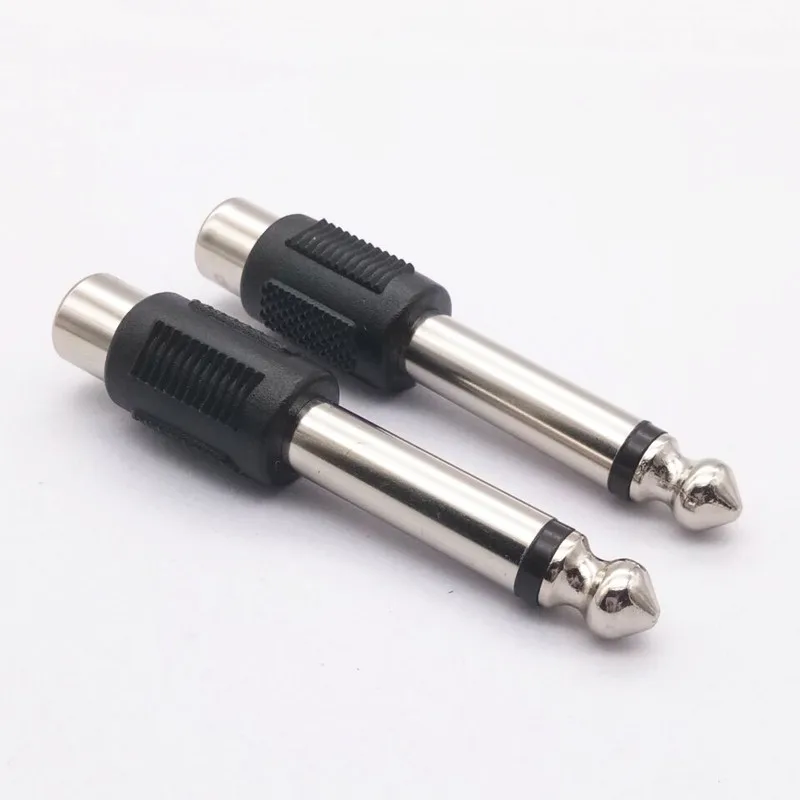 DALCAN 4pcs RCA/AV Female Jack to 6.35mm 1/4 Inch Male Mono Audio Adapters Connectors Plugs for DIY FM Microphone