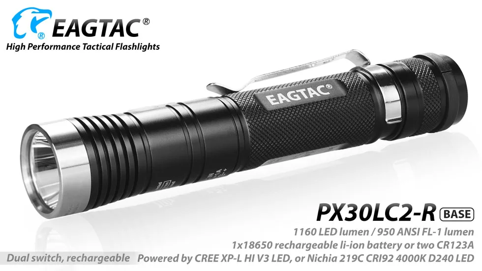 EAGTAC PX30LC2-R USB Rechargeable LED Flashlight XP-L HI Long Throw Nichia 219C CRI92 Photo Light Portable Torch for Hunting