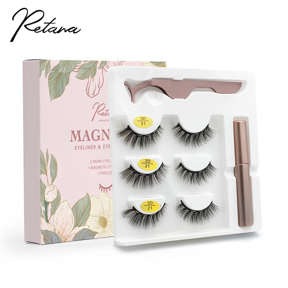 5แม่เหล็ก3DFalse Eyelash Eyelash Magnetic Extension ทนทานกันน้ำแม่เหล็กอายไลเนอร์แหนบชุด Reusable Logo