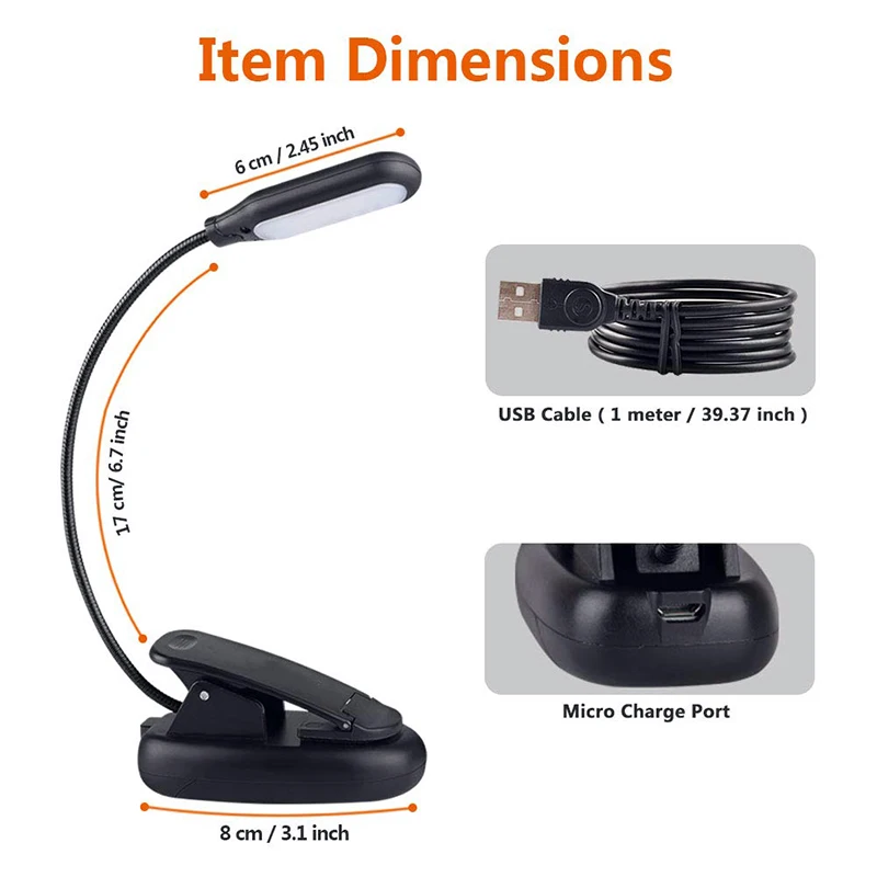 Reading Lights  With Clip LED Book Light Table Desk Lamp In Bed Eye-Care For Bookworms Student Computer Office Working