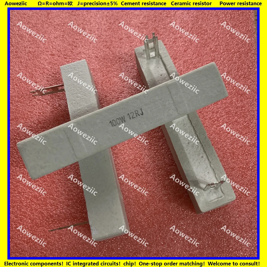 

(2pcs/lot) 100W 12 ohm +/- 5% Horizontal cement resistor 100W 12RJ 100W12R Cement resistance 100W12RJ Ceramic resistor plug-in