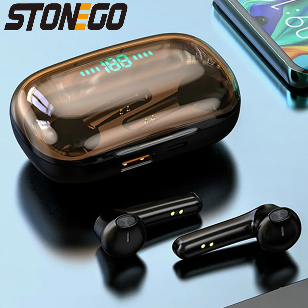 New Bluetooth 5.0 Earphone TWS Wireless Headphones Touch Contro Waterproof Sport Headset Noise Reduction Earbuds LED Display