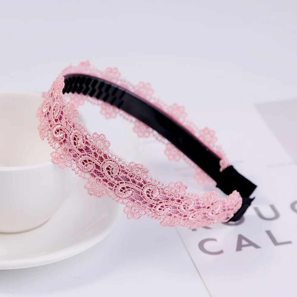 Charm Lace Embroidery Leaf Flower Hairband Women Girl Non-slip Hair Head Hoop Bands Accessories Mesh Yarn Thin Headband Headwear