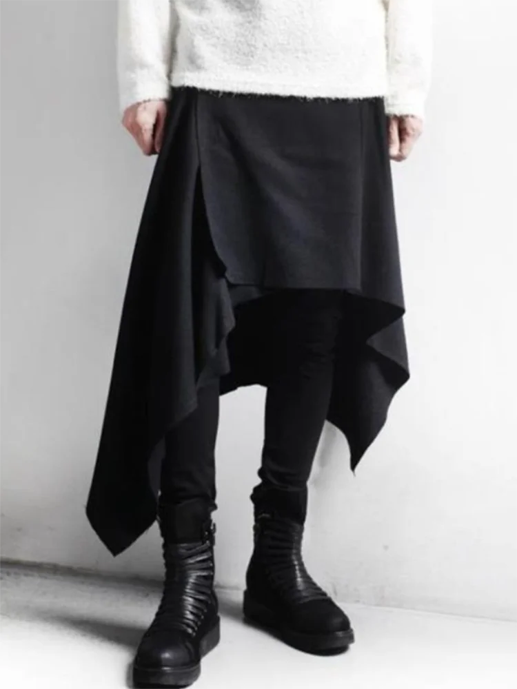 Men's Irregular Culottes Harlan Pants False Two Slim Casual Day Fashion Trend Oversized Culottes