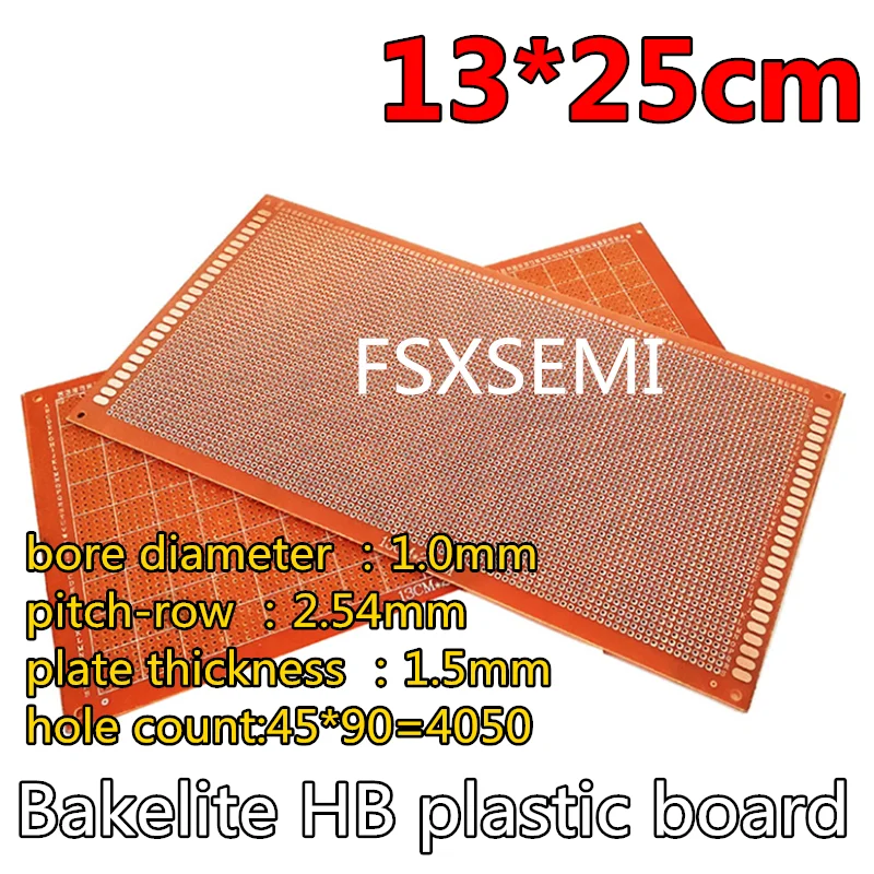 베이클라이트 HB 플라스틱 보드 범용 회로 테스트 보드, 구멍 플레이트 2.54mm PCB 5x7 6x20 7x9 9x15 10x15 12x18 13x25 18x30cm, 1 개