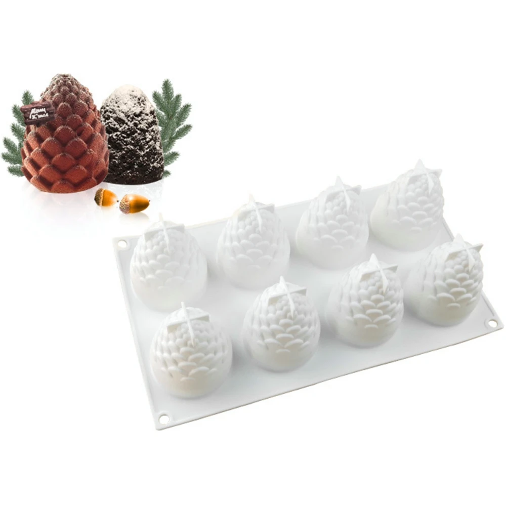 3D Cake Decorating Tools Silicone Molds 6 Holes Pinecones Shape Baking Tool For Chocolate Cakes Mousse Ice Cream Dessert