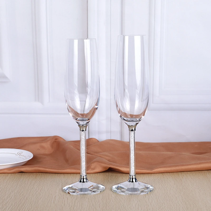 French Romance Wedding Special Crystal Champagne Flutes Diamonds Rod Celebration Party Sparkling Wine Glass Goblet Liqueur Cup