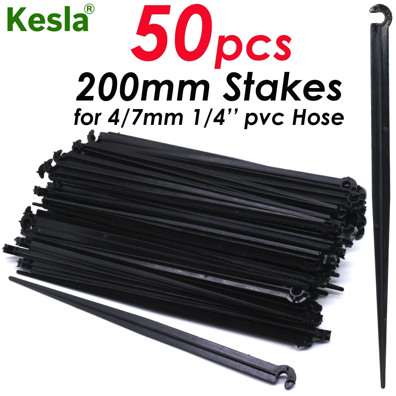 KESLA 50PCS 11cm 20cm 1/4\'\' Fixed Stake Support Holder for 4/7mm Watering PVC Hose DrIp Irrigation Home Garden Flowerpot Fitting