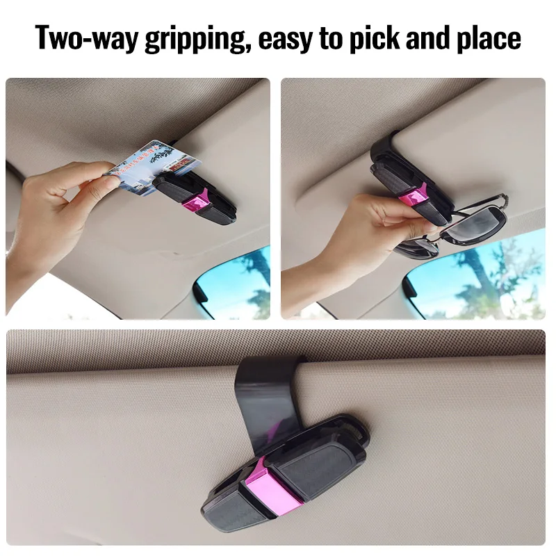 Car Glasses Case Auto Sun Visor Glasses Holder Sunglasses Clip Card Ticket Holder Pen Case Clip Box Universal Accessories