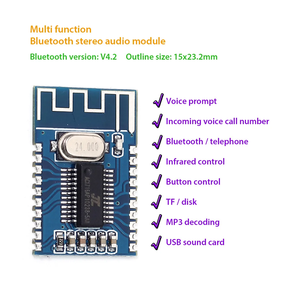 Audio Receiver Transmitter Module Audio Formats MP3 WMA WAV FLAC Decode Board Lossless Bluetooth-Compatible 5.1/5.0 Music Board