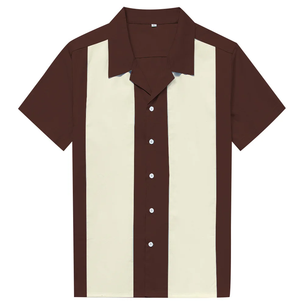 Vertical Striped Shirt Men Short Sleeve Work Men\'s Bowling Shirts for Men Cotton Summer Blouse Men Plus Size Male Clothing