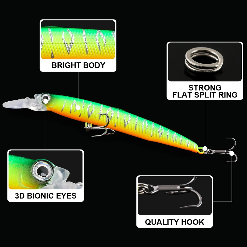 Wobbler Fishing Lure 95mm 6.5g Rolling Jerkbait Suspend Minnow Bass Pike Bait Fishing Tackle Wobblers for Pike
