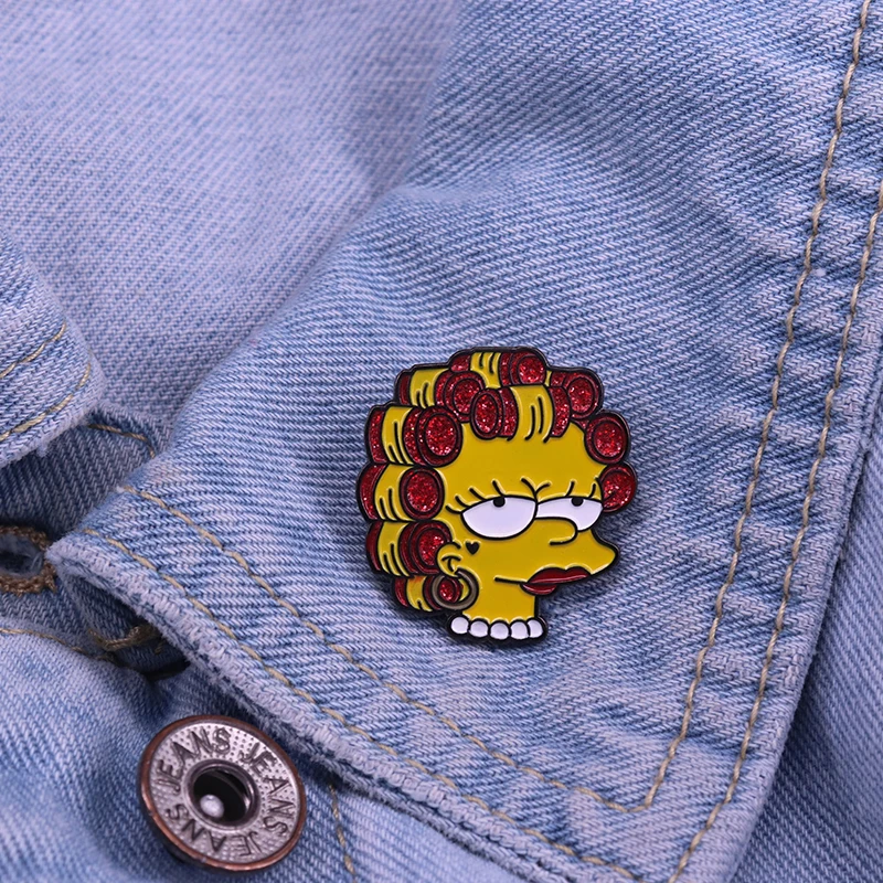 Young Pretty Girl Enamel Pin American Cynical Humorous Cartoon For Women Girl Lapel Jackets Hat Accessory