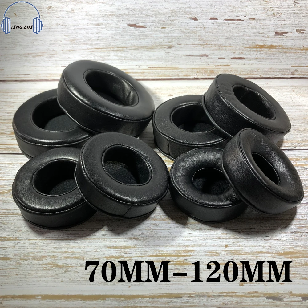 Round Real Sheepskin Ear pads 60 65 70 75 80  90MM 95MM 100MM 105MM 110MM 115MM 120MM Headphones Memory Cotton Replace Ear Cover