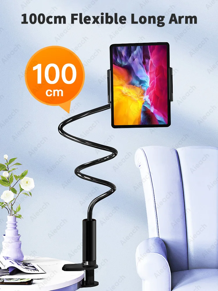 Gooseneck Tablet Mount Holder For Bed Desk Phone Holder Flexible Long Arm Clamp Tablet Stand For iPad Samsung Xiaomi 4.7-11 inch