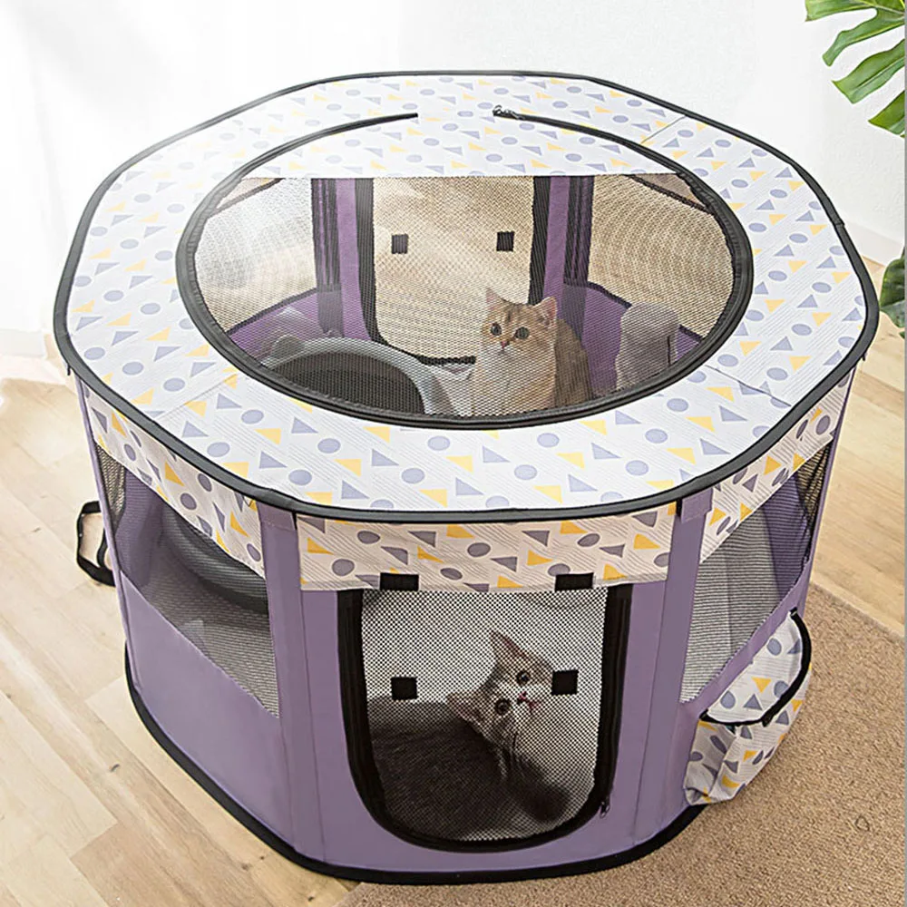 Portable Folding Cat tent Dog House Cage Dog Pet Tent Playpen Puppy Kennel Easy Operation Indoor Dog Delivery Room Round Fence