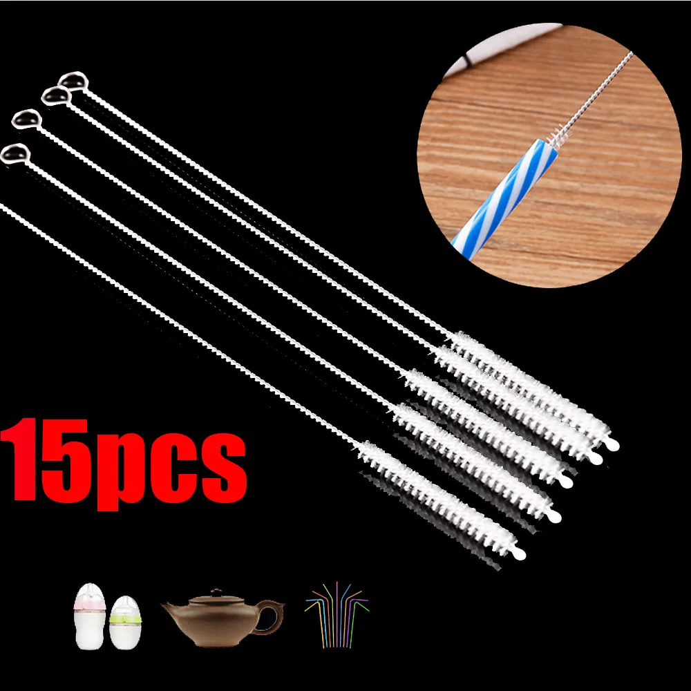 

15Pcs Reusable Cleaning Brush Stainless Steel Drinking Tube Brushes Drinking Straws Glasses Keyboards Cleaning Brushes Tool