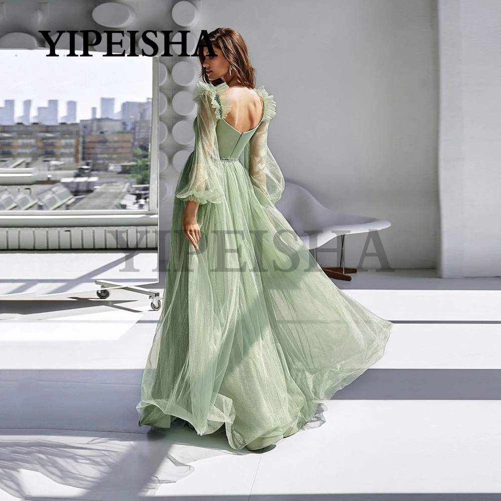 Customized Sweetheart Front High Split Evening Dresses Beading Pleat Organza Backless A-Line Party Gown Robe De Soirée Femme Ves