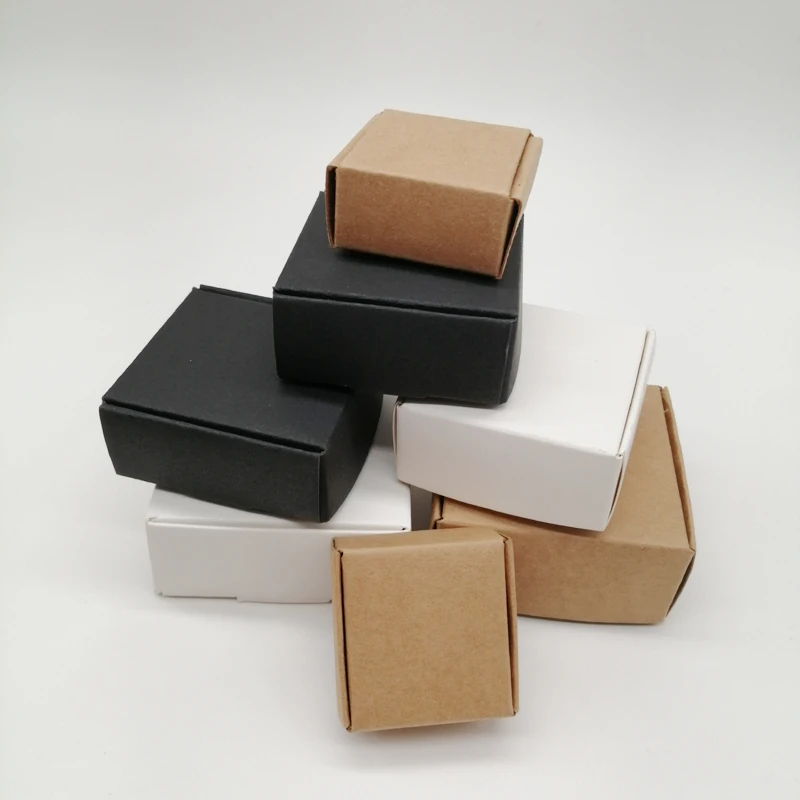 50pcs White/Black/kraft Paper Gift Box Kraft Paper Box for Gifts Birthday Party Wedding Candy Box Storage Packing Box Wholesale