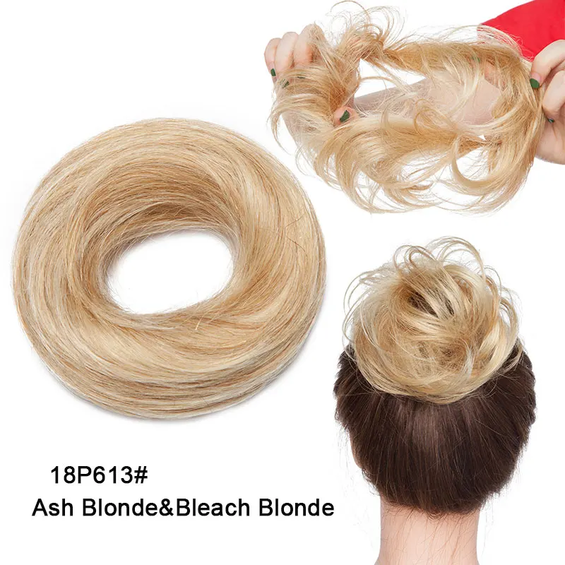 SEGO 100% Menschliches Haar Brötchen Elegante Chignon Scrunchies Haarpferdeschwanz Gerade Donut Updo Haar Stück Für Frauen 17g – Detail 12