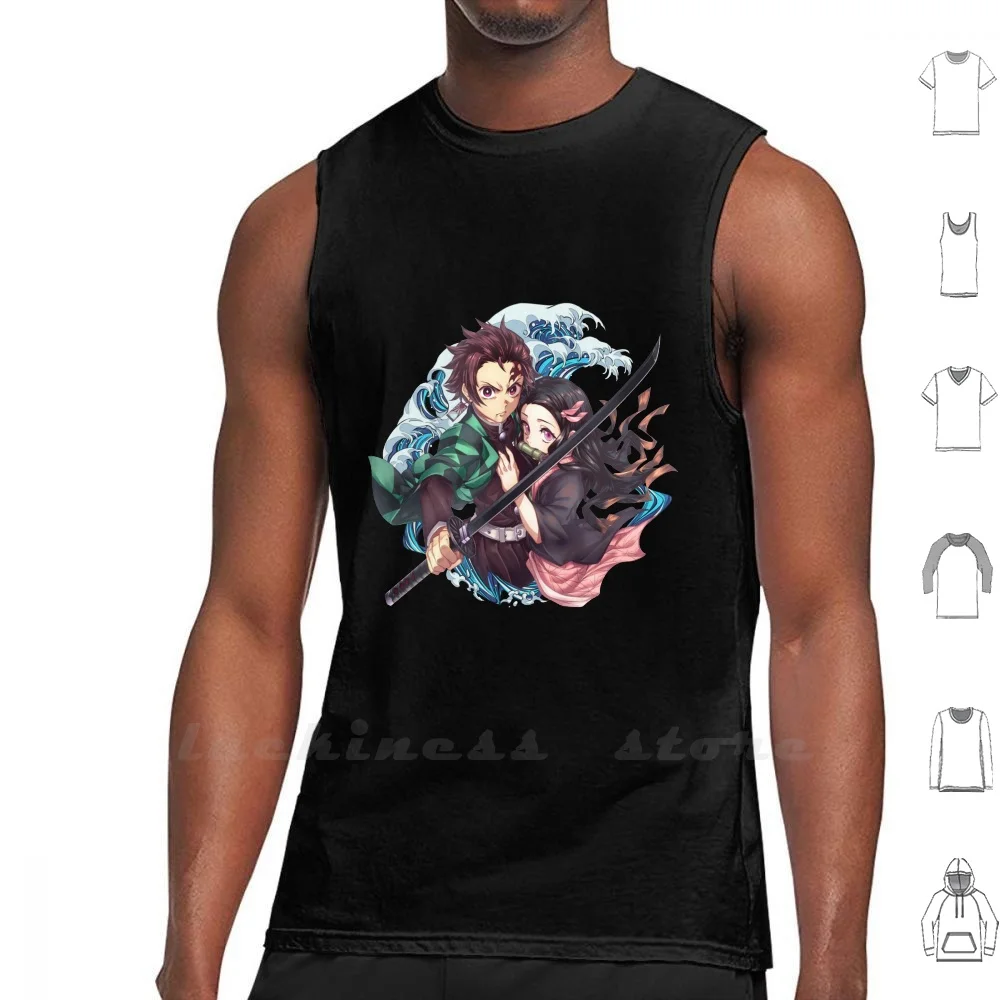 Kimetsu Yaiba No - Kamado X Nezuko Tanjiro Vest Tank Top Cotton Sleeveless Animates Manga Japan Cute Classic Animation 2D 3D