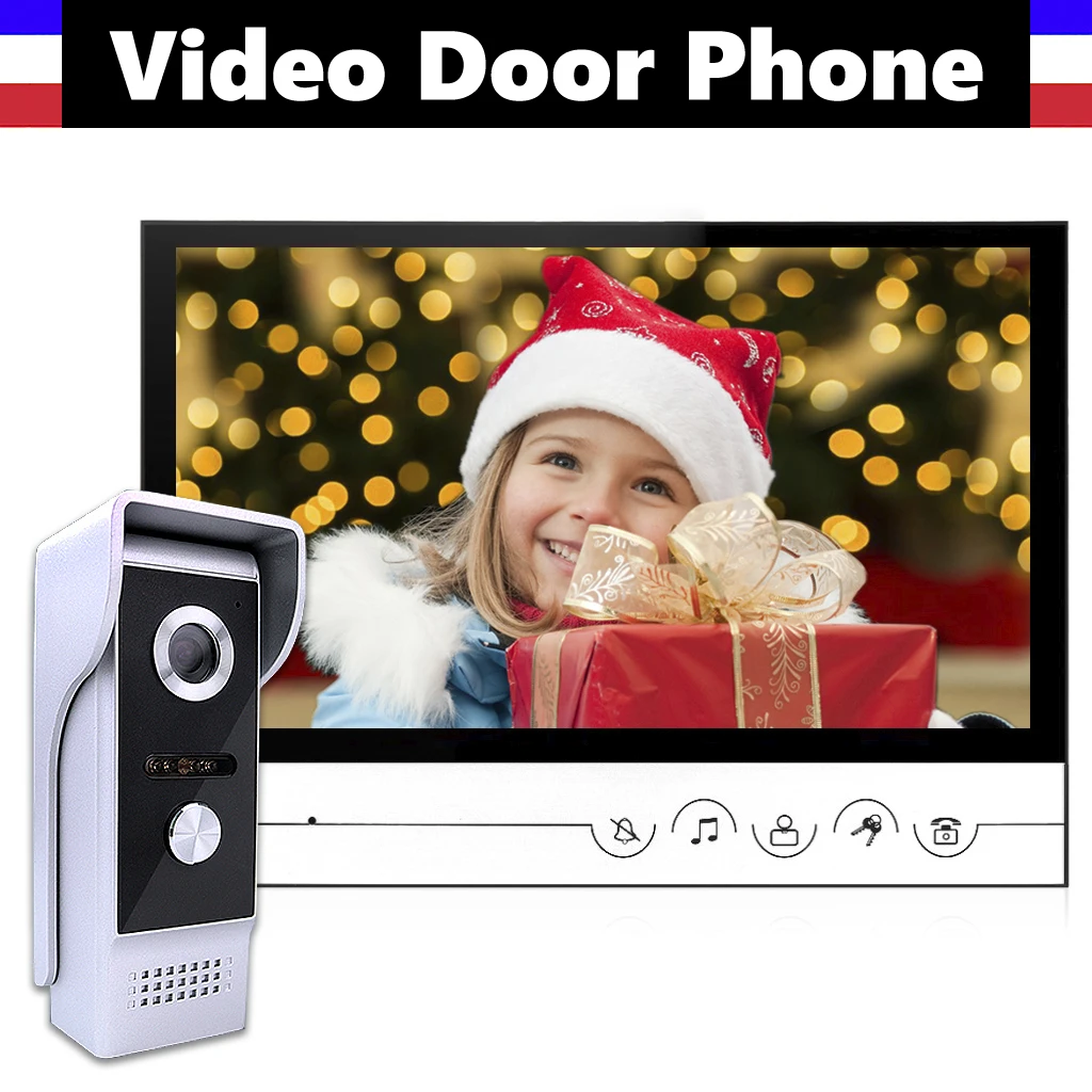 

9" Screen Video Door Phone System Wired Video Doorbell Intercom Kits Clear night-viewing, 24 hours monitoring, calling, speaking