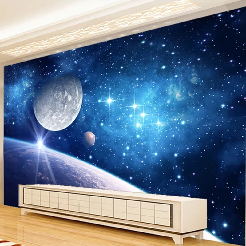 

Custom Self-Adhesive Waterproof Wallpaper 3D Beautiful Universe Space Starry Sky Mural Living Room Kid's Bedroom 3D Wall Sticker