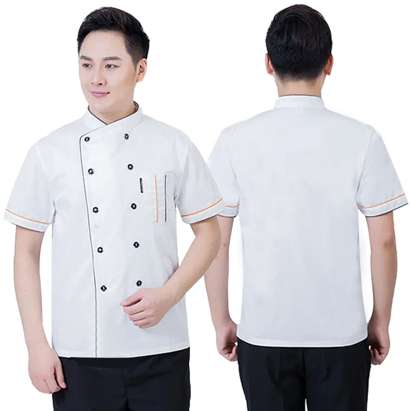 Short Sleeve Chef Jacket Cooking Chef Uniform Bakery Clothes Breathable Kitchen Work Wear Food Service Work Clothes