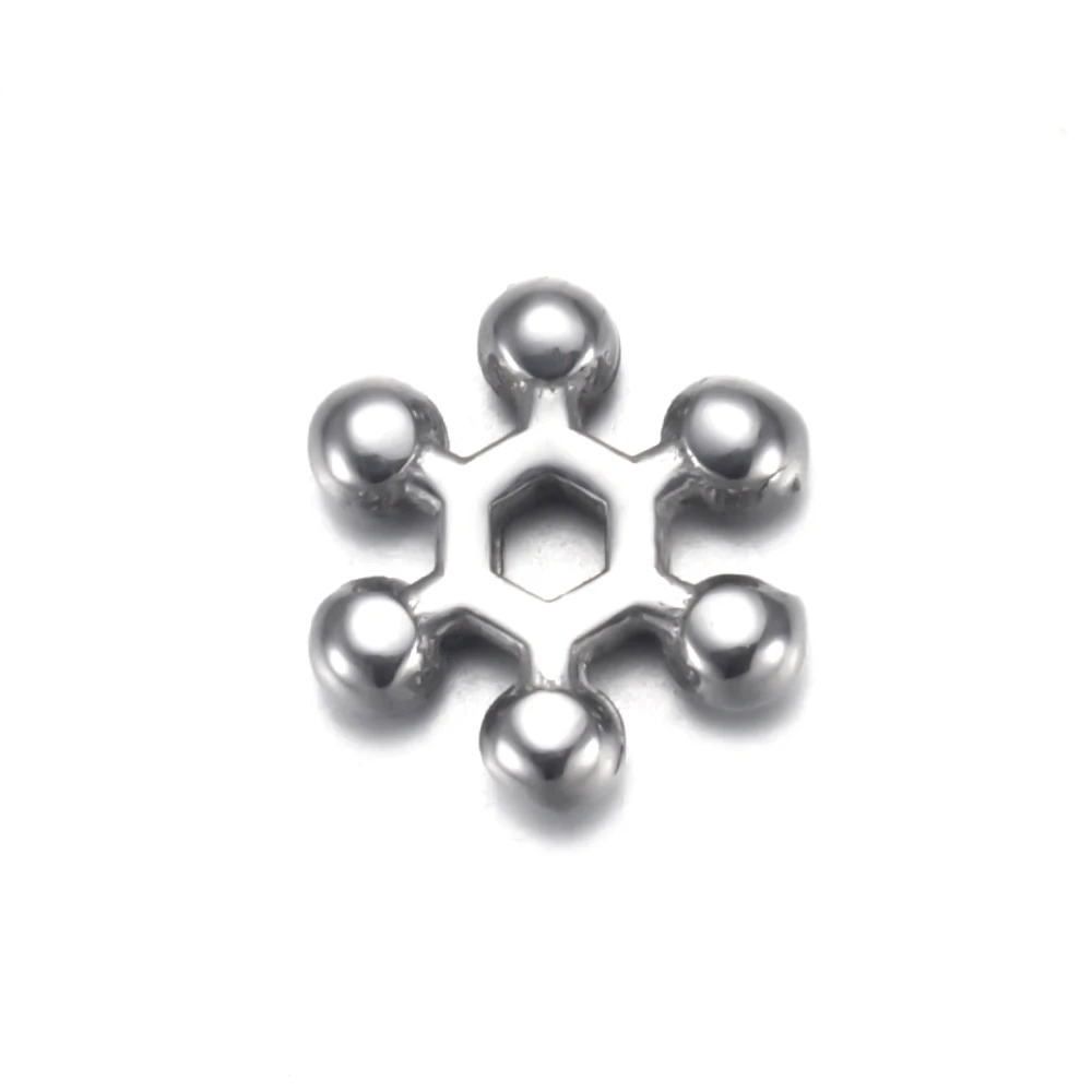 Stainless Steel Snowflake Spacer Bead Polished 2mm Hole Metal Beads Bracelet Supplies for DIY Jewelry Making Accessories