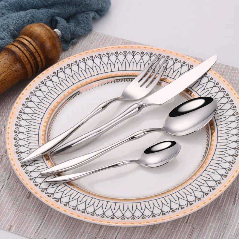 DENVO Luxury Golden Cutlery 18/10 Stainless Steel Gold Cutlery Set Mirror Shiny Silverware Dinnerware Set Flatware Drop Shipping