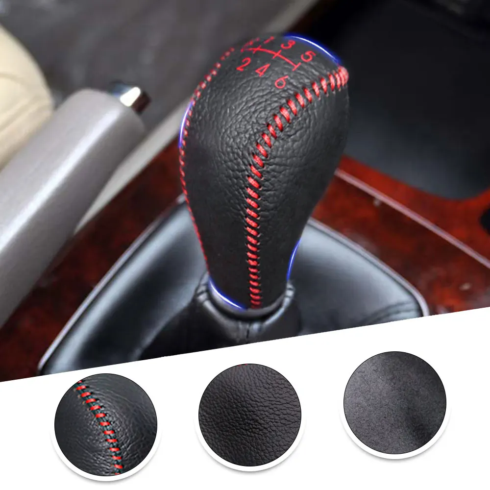 Muchkey Leather Gear Shift Knob Cover For HYUNDAI MoInca 2009 5 Speed Manual Shift Lever