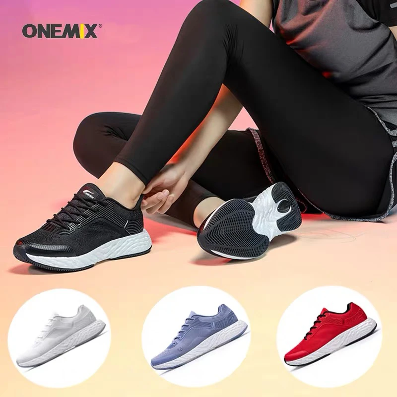 

ONEMIX Running Shoes For Women Light Knit Mesh Sneaker Breathable Non-slip Wear-resistant Outdoor Walking Men Light Sport Shoes