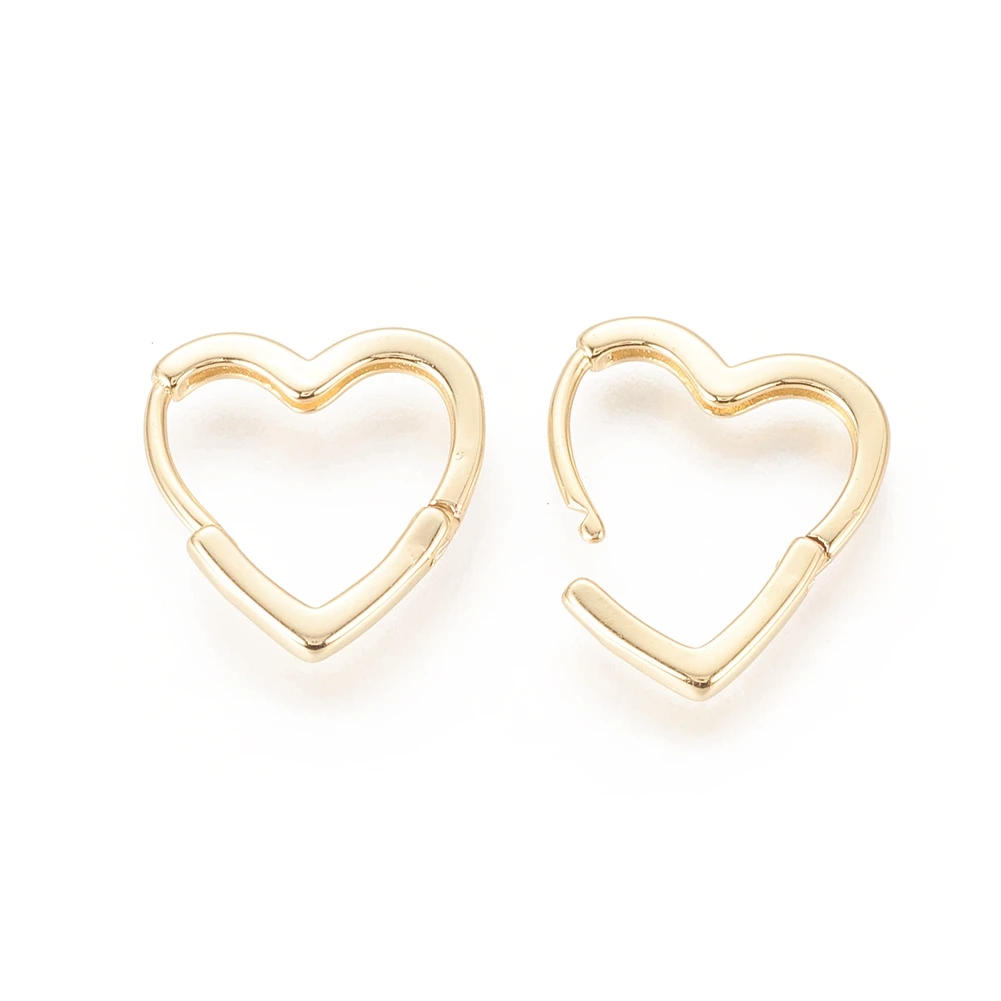 5 Pair Brass Huggie Hoop Earrings Long-Lasting Plated Heart Shape Real 18K Gold Plated Earrings Accessories 16.5x16x2mm