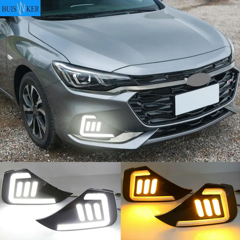 2PCS LED Daytime Running Lights Fog Lamp Yellow Turn Signal Lamp DRL For Chevrolet Monza RS 2019 2020