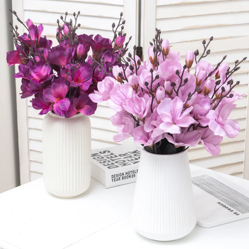 

Artificial Silk Flowers Autumn Simulation Bouquet Magnolia Home Decoration Orchid Flower Photography Props Fake Flowers Wedding