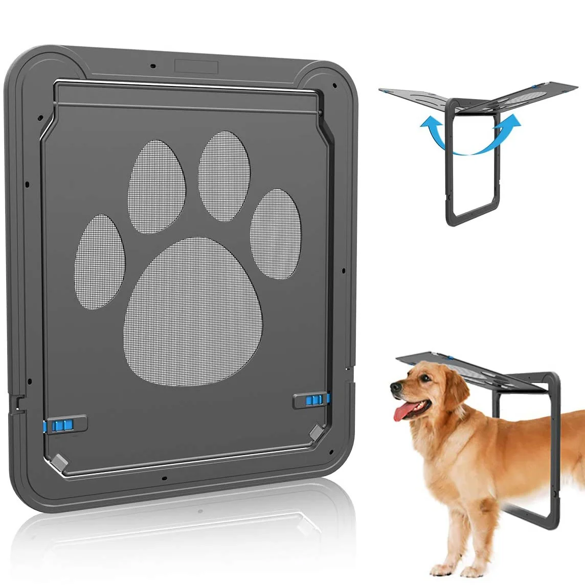 Pet Screen Door 4 Way Lockable Dog Cat Door Security Flap Door ABS Plastic Gate Door For Cat Small Medium Large Dog Pet Supplies