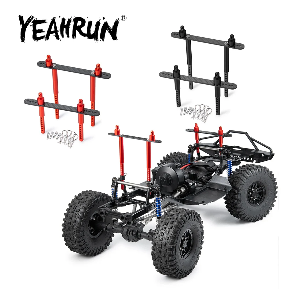 YEAHRUN Aluminum Front/Rear Body Post Mounts Car Shell Column with Clip for Axial SCX10 II 90046 1:10 RC Crawler Model Car Parts