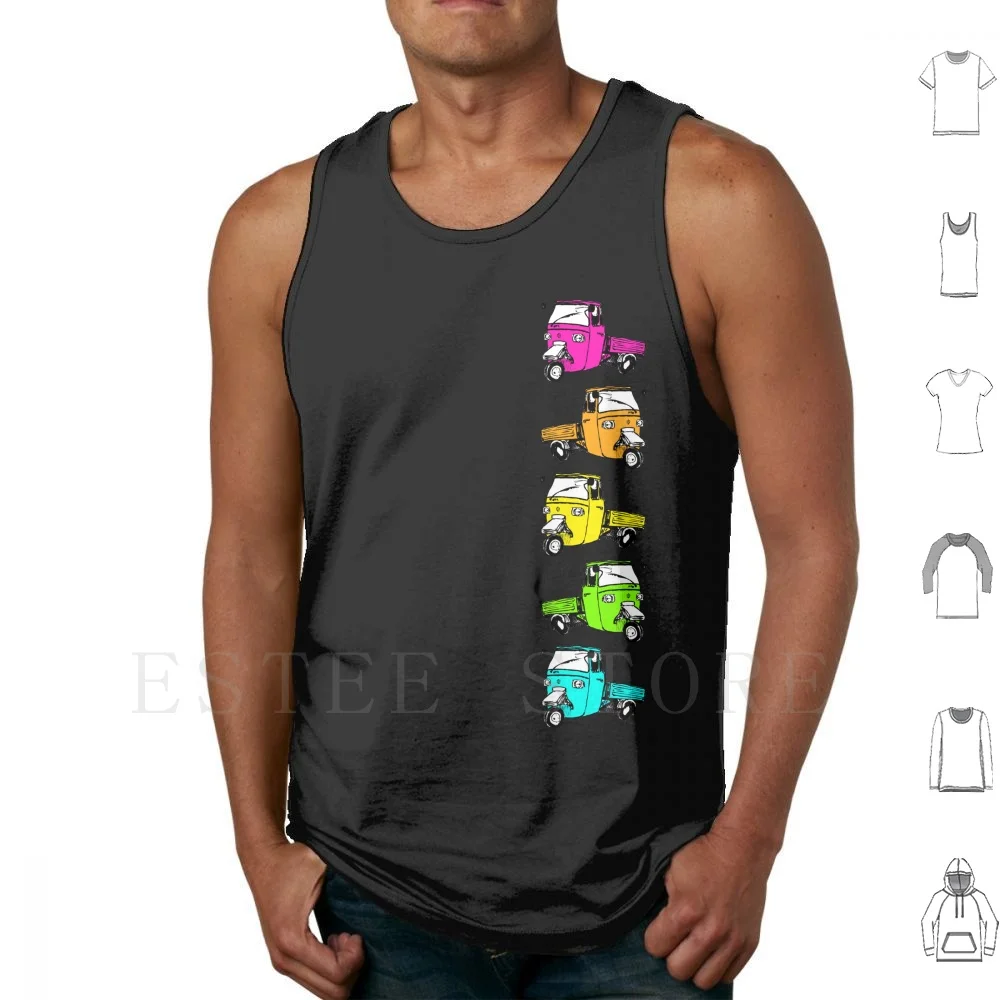 Ape Fluo Camisetas sin mangas Chaleco Patrón de algodón Ape Scooter Motor Fluo Italia Símbolo italiano Símbolo italiano Cool Italia