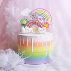 Buon compleanno bambini adulto Cake Topper stelle luna arcobaleno palloncino cuore ragazzi ragazze Cupcake Topper cottura Decor bandiera del partito fai da te nuovo