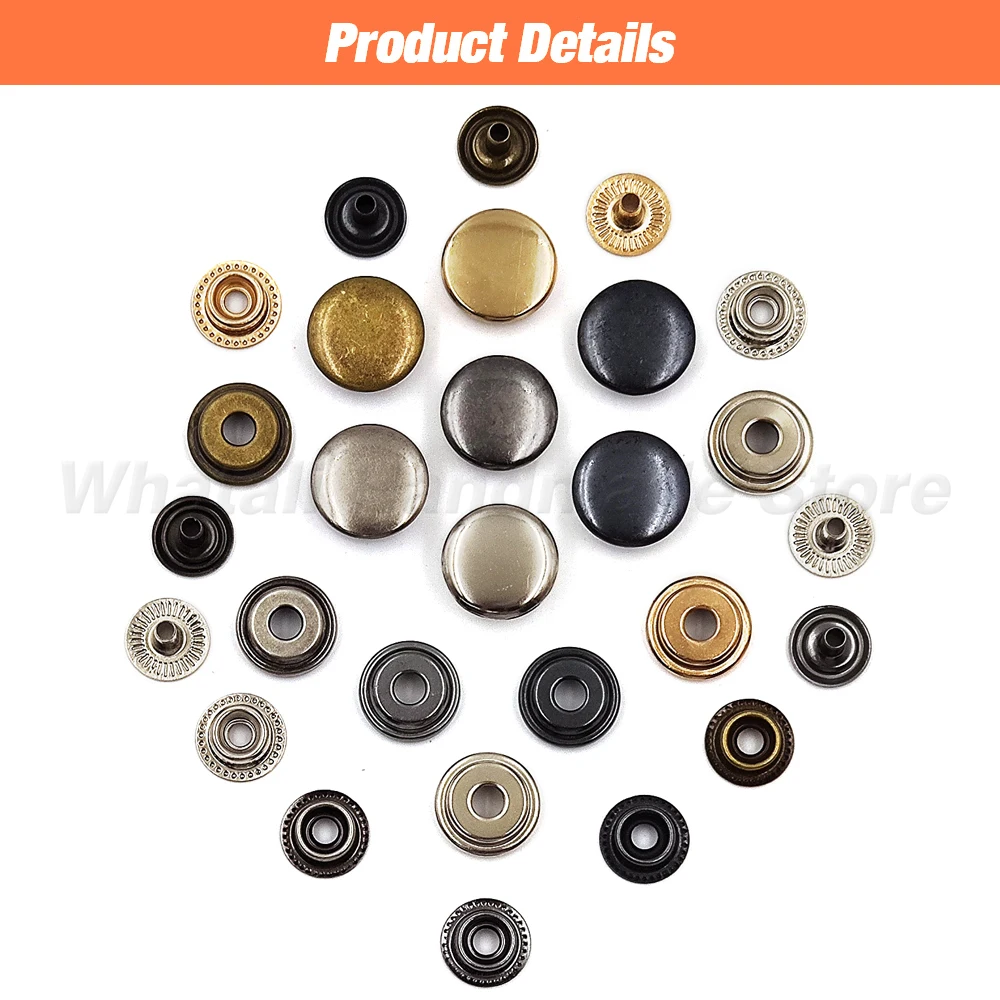 25Set 201/203 Snap Fasteners Button Metal Press Snaps Studs Optional Installation Tools For Cloth Garment Bag Shoes Leathercraft